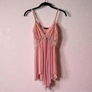 NWT Avidlove Pink Lace Babydoll Chemise Lingerie Slip Dress | Size Small
